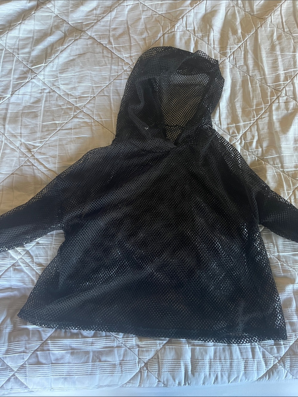 Black Mesh Hooded Beach Cover-Up